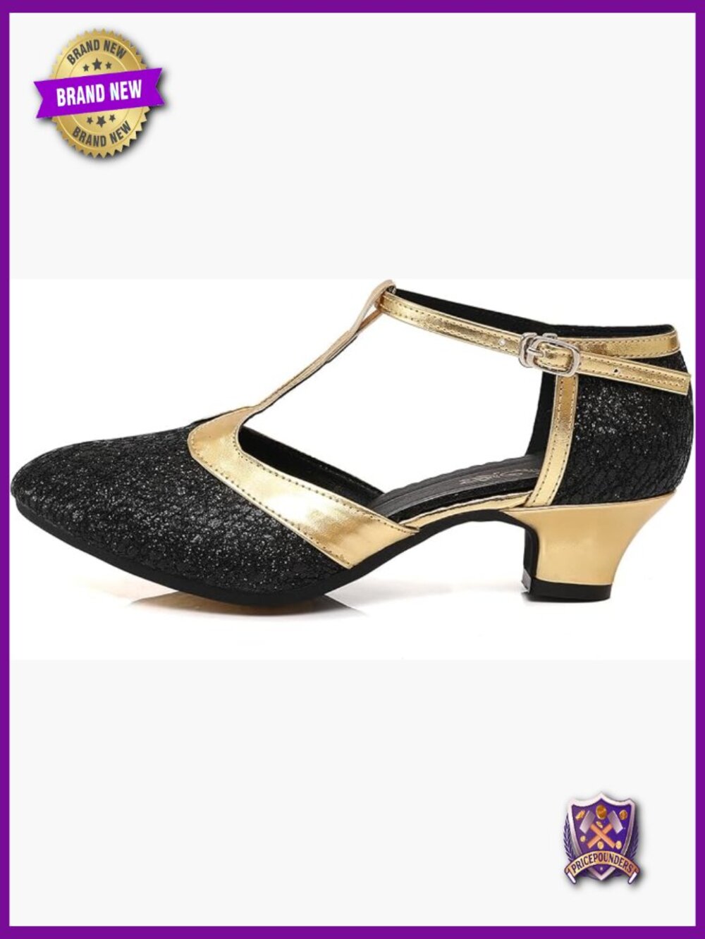 Glitter T-Strap Dance Shoes Low Heel 1920s Gatsby Style
